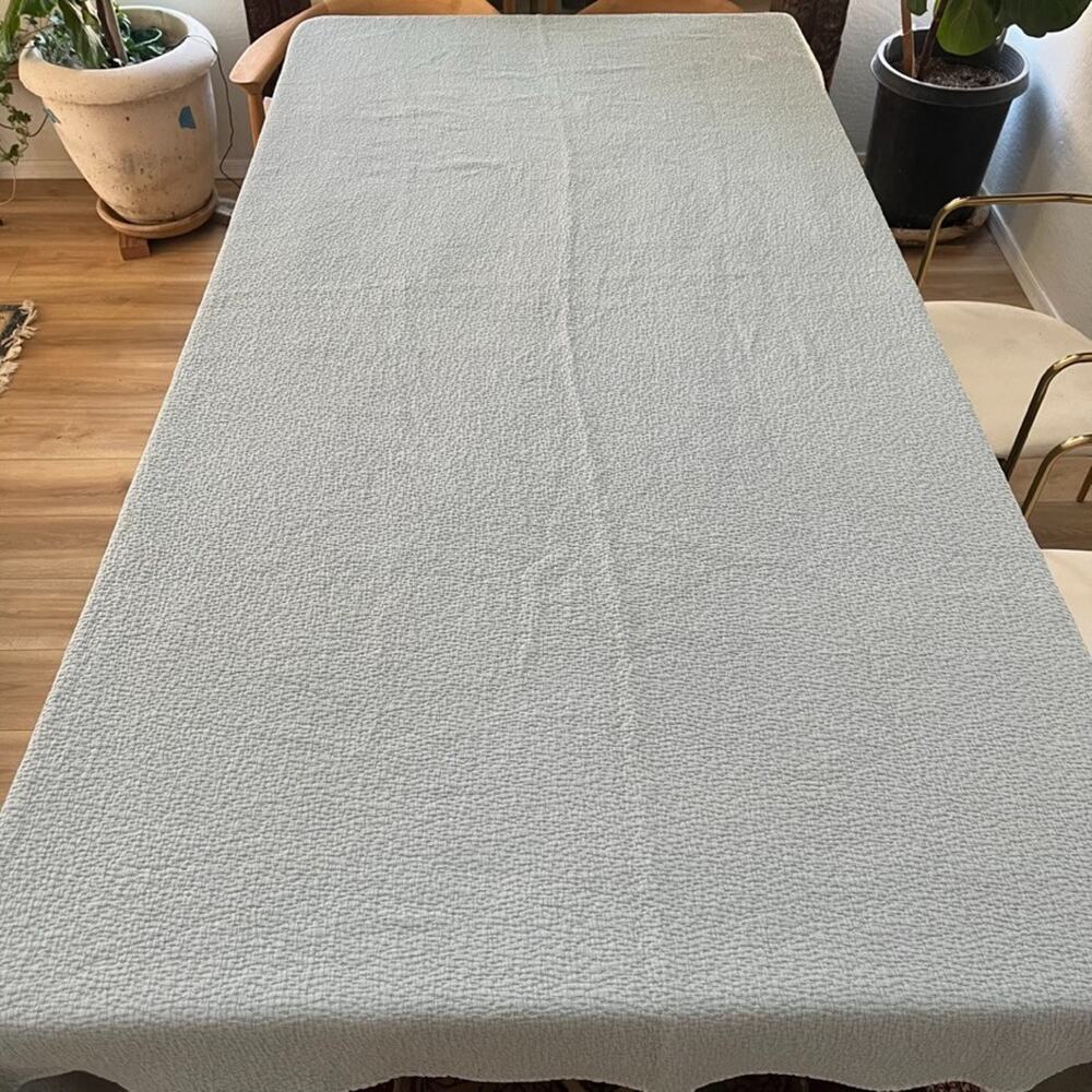 Coyuchi Cascade Matelasse Full Queen Blanket Textured Organic Cotton Ash Blue